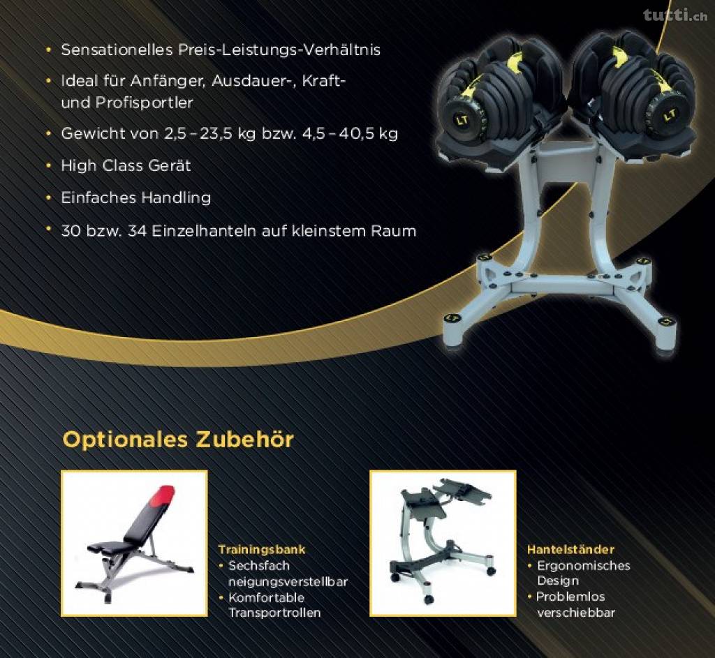Hantel-Set à 5-40.5 kg, 17 Abstufungen: Hantel-System